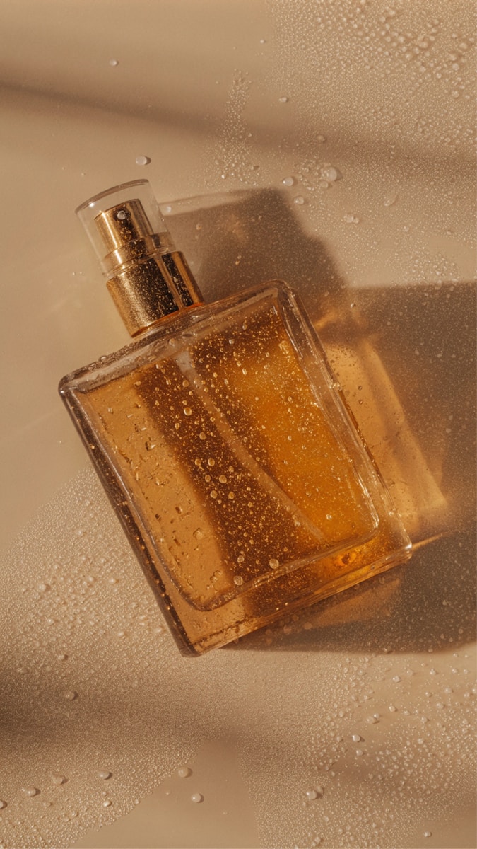 A bottle of cologne sitting on top of a table
